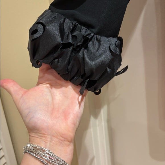 SALE! Women’s Black Ruffled 3-Piece Skirt Suit with Cut-Out SilkTrim - Picture 4 of 9